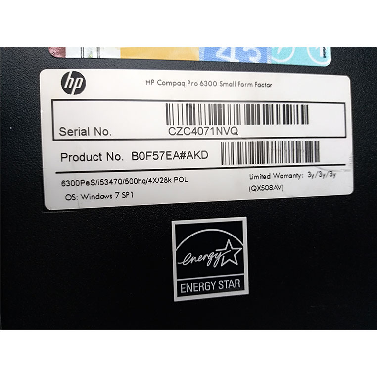 Komputer HP Compaq Pro 6300 SFF i5-3470 4GB 500GB Win7Pro