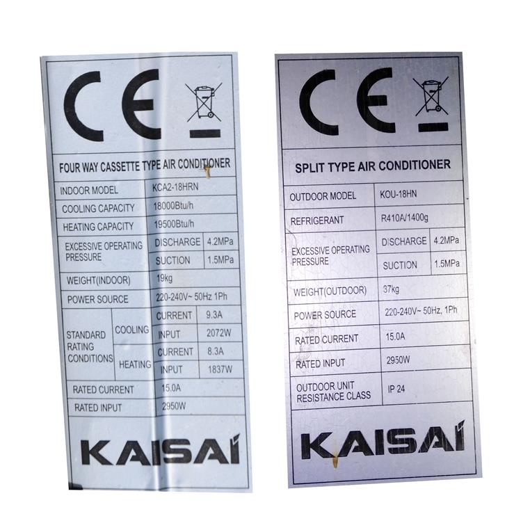 Klimatyzator 5,3 kW 3w1 KAISAI KCA2-18HRN / KOU-18HN