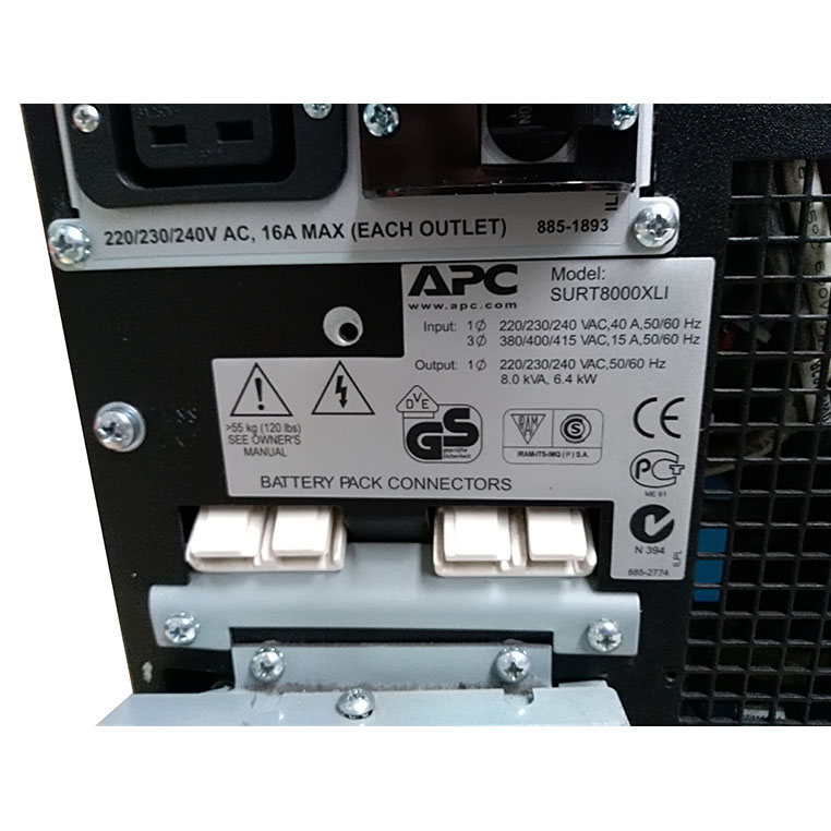 Zasilacz UPS APC SURT 8000 XLI Smart RT 8000VA 230V