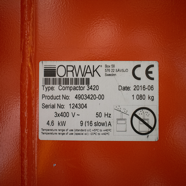 Belownica Orwak Power 3420 tabliczka znamionowa