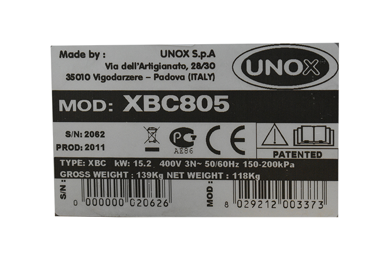 piec konwekcyjno parowy UNOX XBC 805 piekarsko cukrowniczy