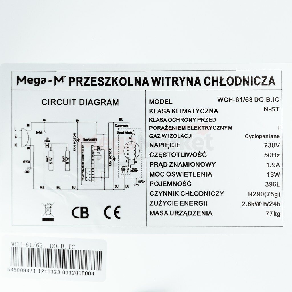 Witryna chłodnicza Mega-M 396L WCH-61/63 DO.B.IC