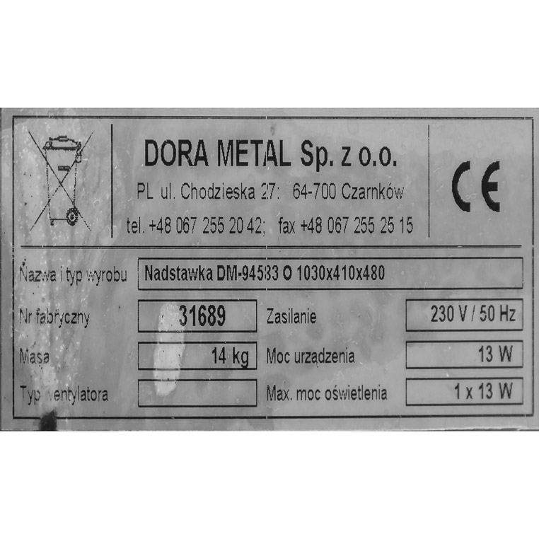 Witryna lada sałatkowa chłodnicza z nadstawką Dora Metal DM-94060C