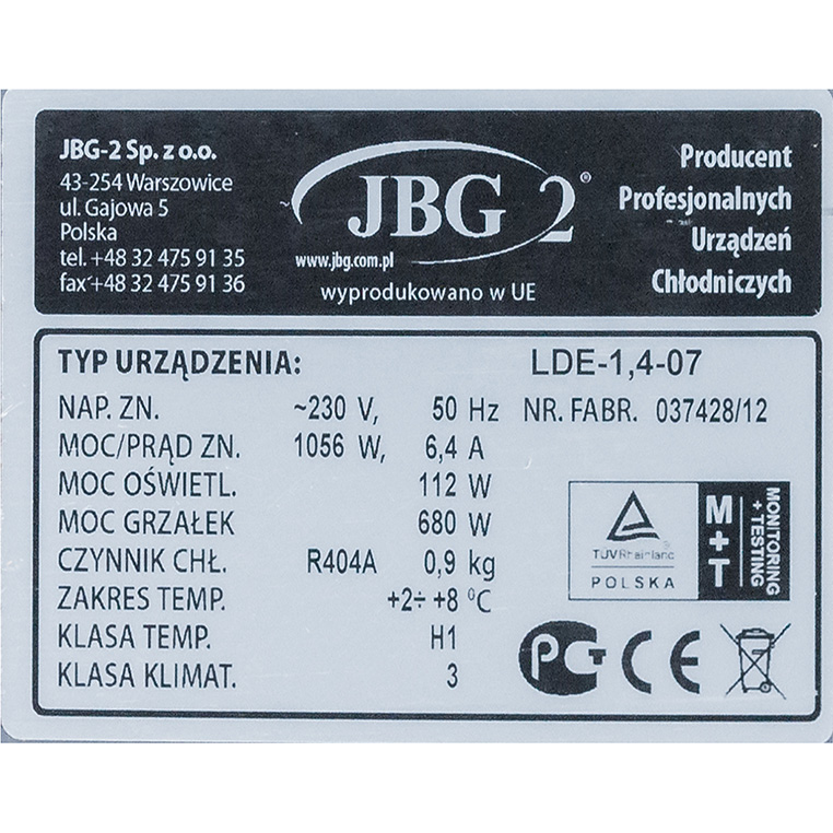 Witryna cukiernicza 144cm JBG2 LDE 1,4-07 impulsowa