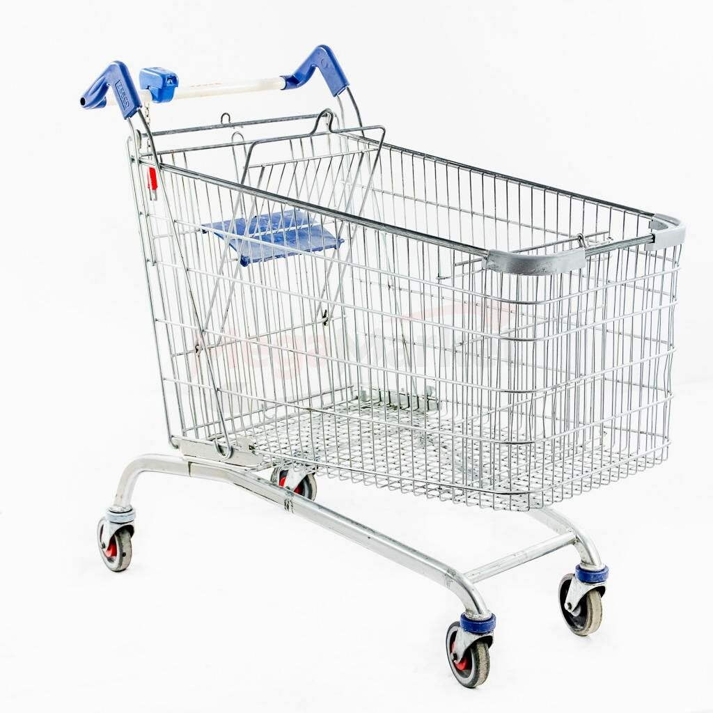 Wózek sklepowy metalowy COWIN 232 z siedziskiem dla dziecka str. prawa