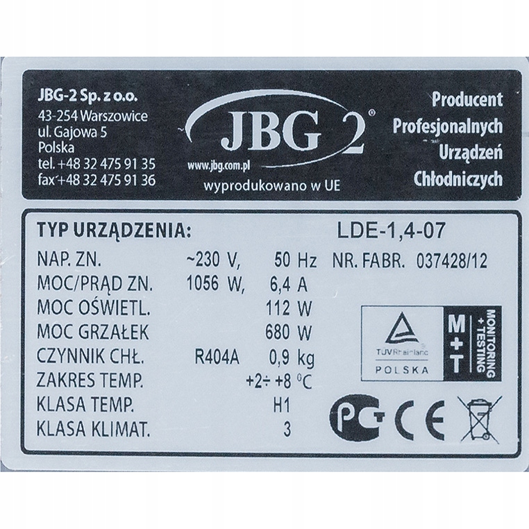 Witryna cukiernicza 144cm JBG2 LDE1,4-07 impulsowa