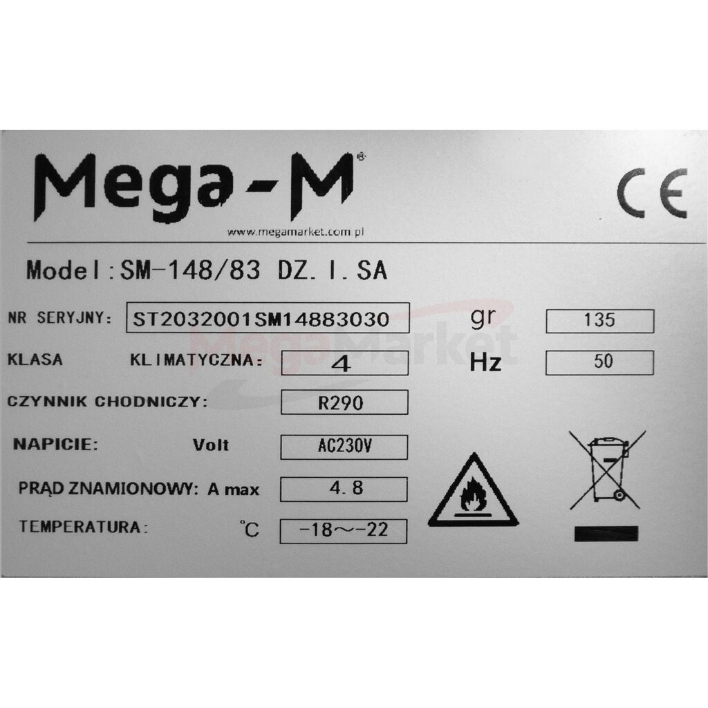 Szafa mroźnicza Mega-M SM-148/83 DZ. I. SA