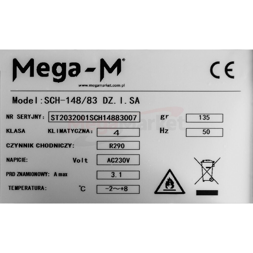 Szafa chłodnicza zapleczowa Mega-M SCH-148/83 DZ. I. SA