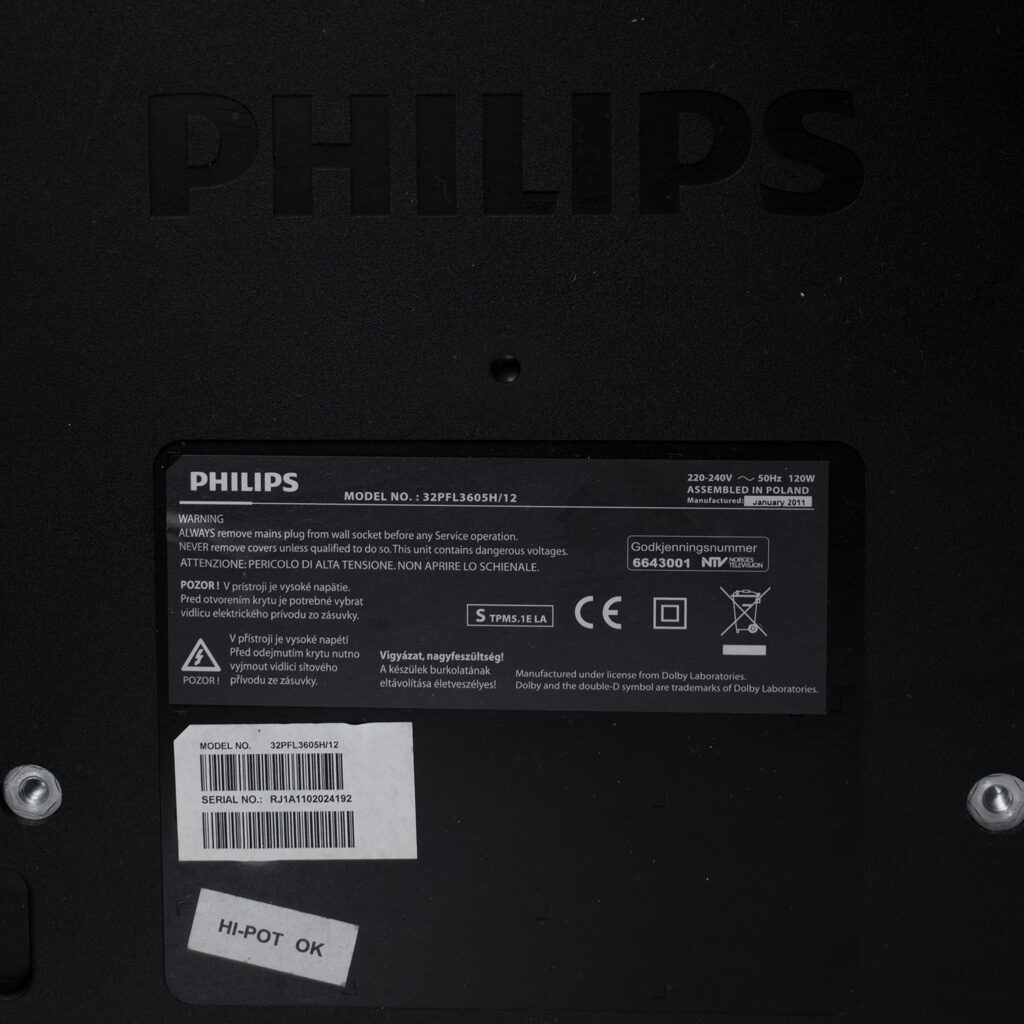 Telewizor LCD Philips 32"" tabliczka znamionowa