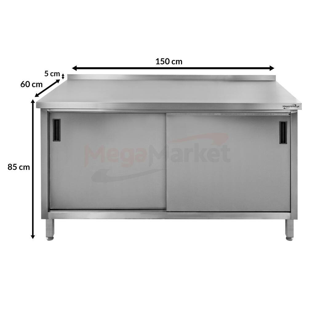 Wymiary stołu gastronomicznego do przyrządzania potraw Mega-M 150x60x85