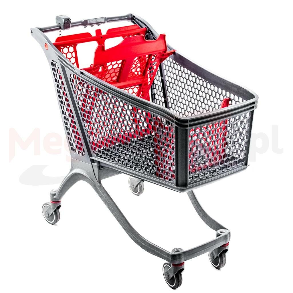 Wózek sklepowy plastikowy Polycart 175 szaro-czerwony