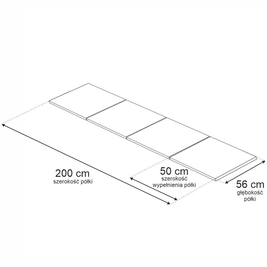 Parametry wypełnień półek do regałów metalowych 200cm
